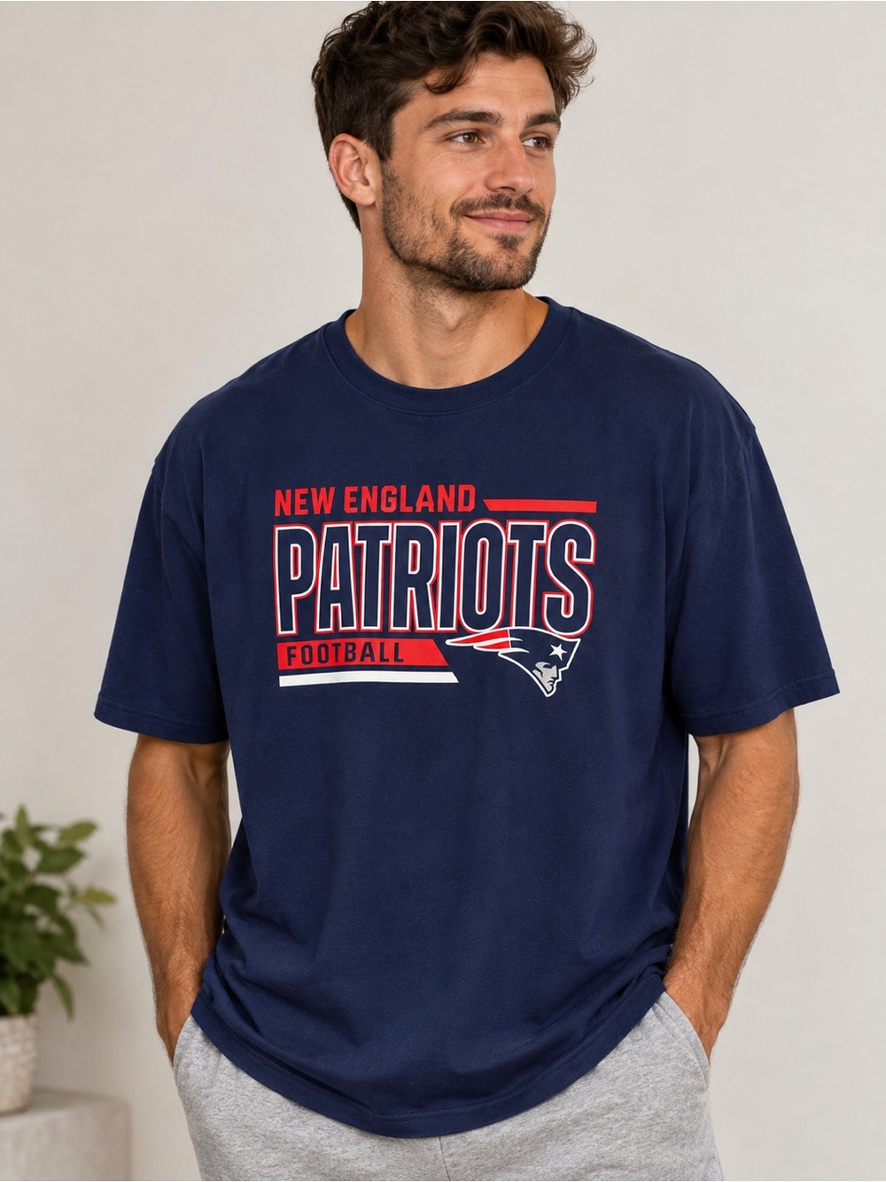 New England Patriots Men’s Navy Graphic T-Shirt NFL Team Apparel NWT 2XL